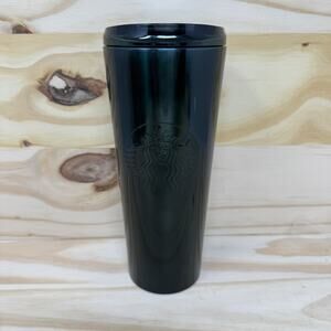 Starbucks Dark Gray Gunmetal Embossed Siren Stainless Steel Cold Tumbler 24 oz